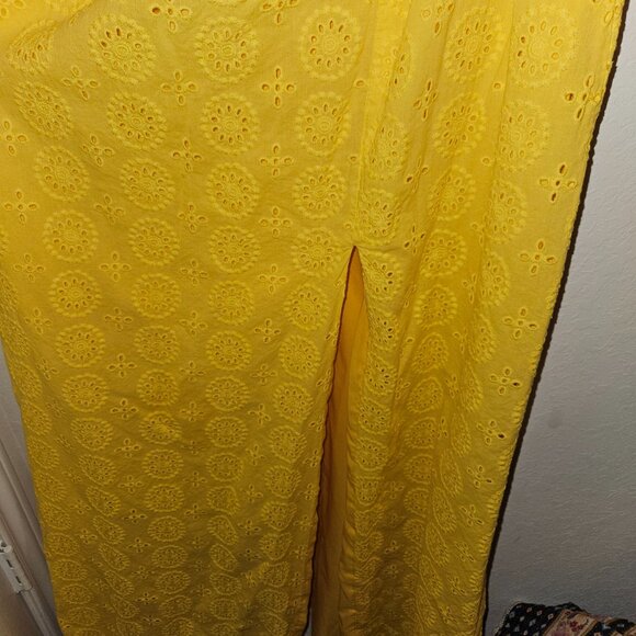 Hutch Anthropologie Yellow Cutout Maxi Dress Size 12 - Picture 7 of 8